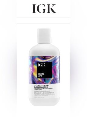 IGK More Life Color Extending Gloss Shampoo – White Bottle with Iridescent Label